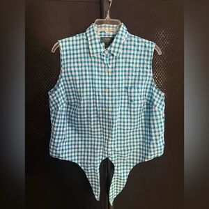 Ralph Lauren Blue and White Checkered Top